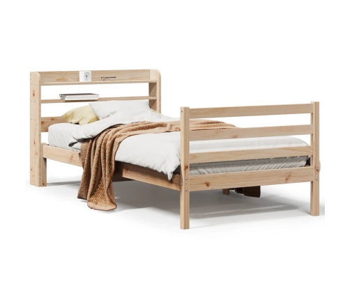 Estructura de cama con cabecero madera maciza pino 75x190 cm