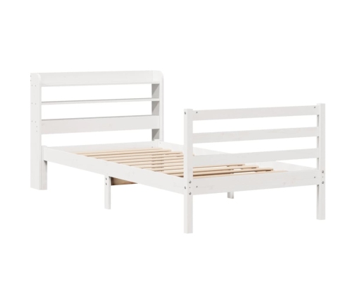 Estructura de cama con cabecero sin colchón blanco 90x190 cm