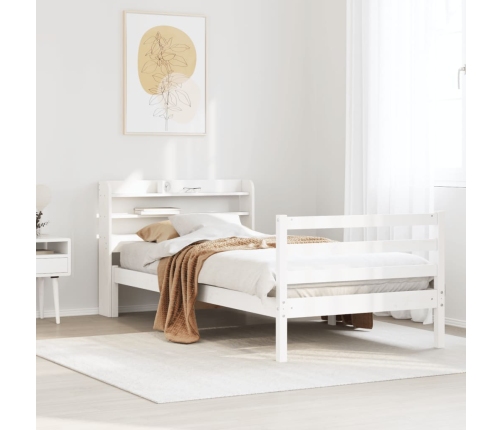 Estructura de cama con cabecero sin colchón blanco 90x190 cm