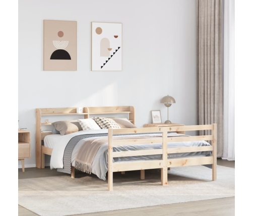 Estructura de cama con cabecero madera maciza pino 120x190 cm