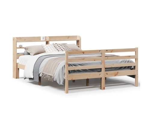 Estructura de cama con cabecero madera maciza pino 135x190 cm