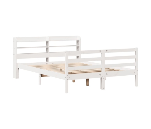 Estructura de cama con cabecero sin colchón blanco 140x190 cm