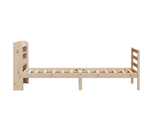 Estructura de cama con cabecero madera maciza de pino 90x200 cm