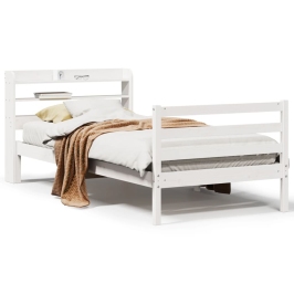 Estructura de cama con cabecero sin colchón blanco 90x200 cm