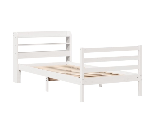 Estructura de cama con cabecero sin colchón blanco 100x200 cm