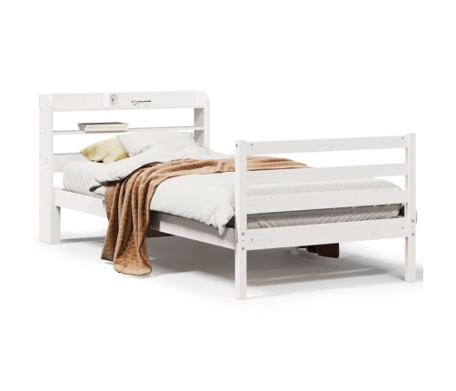 Estructura de cama con cabecero sin colchón blanco 100x200 cm