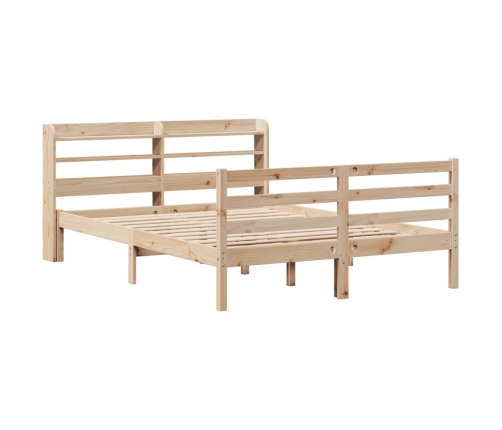 Estructura de cama con cabecero madera maciza pino 120x200 cm