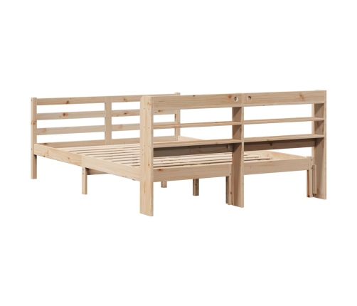 Estructura de cama con cabecero madera maciza pino 120x200 cm