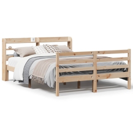Estructura de cama con cabecero madera maciza pino 120x200 cm