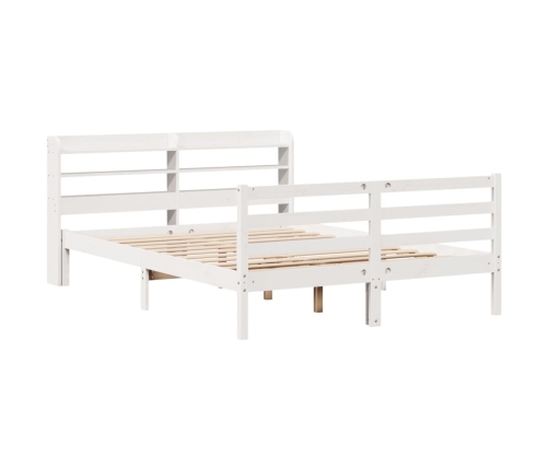 Estructura de cama con cabecero madera de pino blanco 150x200cm