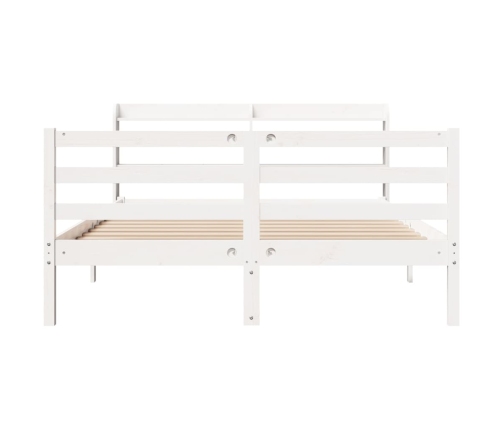 Estructura de cama con cabecero madera de pino blanco 150x200cm