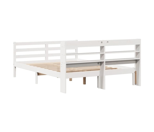 Estructura de cama con cabecero madera de pino blanco 150x200cm