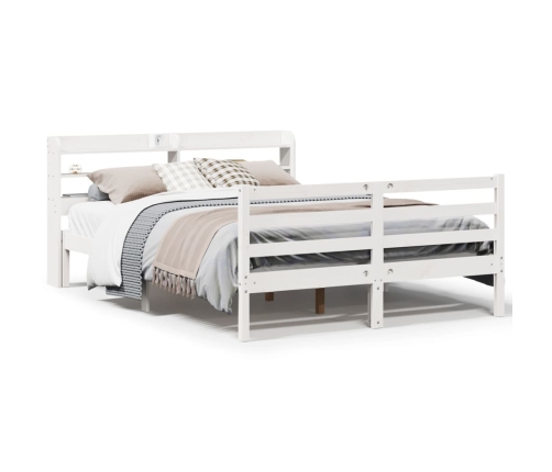 Estructura de cama con cabecero madera de pino blanco 150x200cm