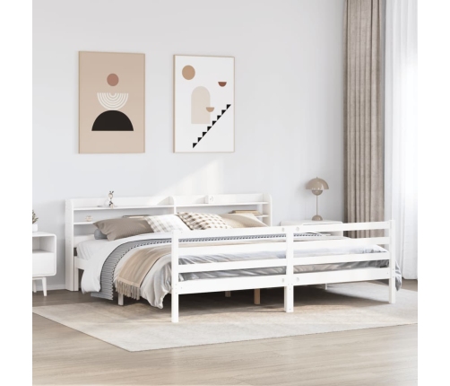 Estructura de cama con cabecero sin colchón blanco 200x200 cm