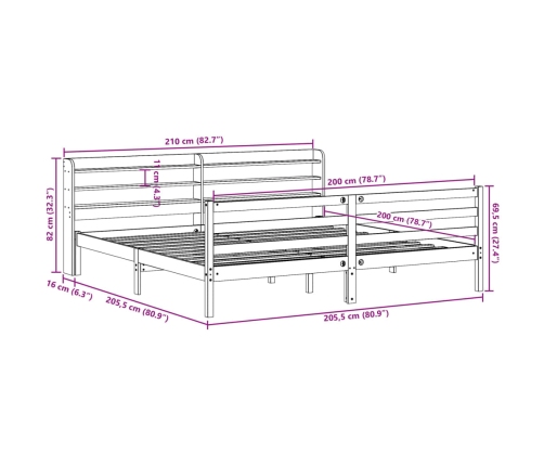 Estructura de cama con cabecero sin colchón blanco 200x200 cm