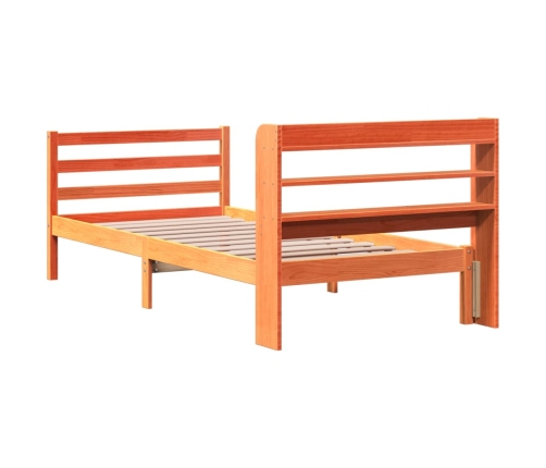 Cama sin colchón madera maciza de pino marrón cera 100x200 cm