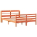 Cama sin colchón madera maciza de pino marrón cera 140x200 cm