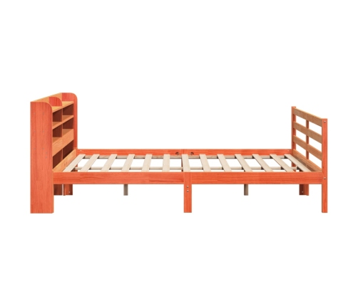 Cama sin colchón madera maciza de pino marrón cera 200x200 cm