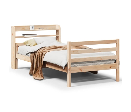 Estructura de cama con cabecero madera maciza pino 75x190 cm