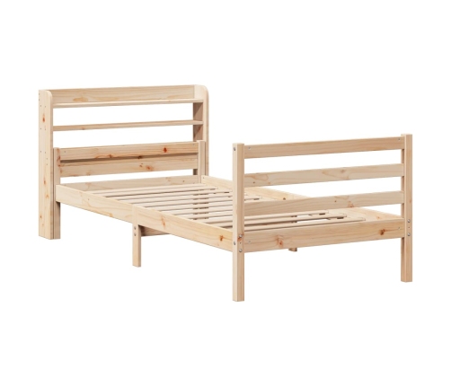 Estructura de cama con cabecero madera maciza pino 75x190 cm