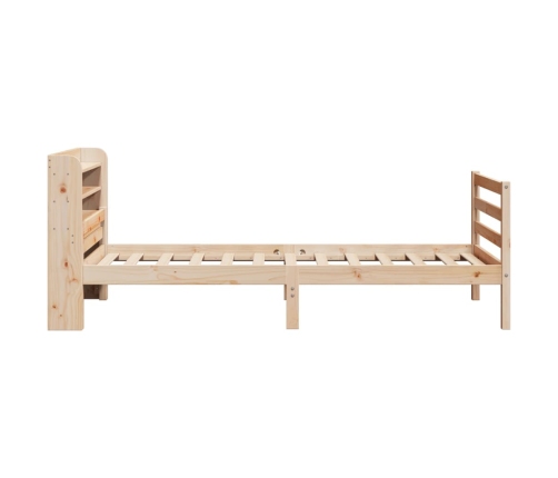 Estructura de cama con cabecero madera maciza pino 75x190 cm