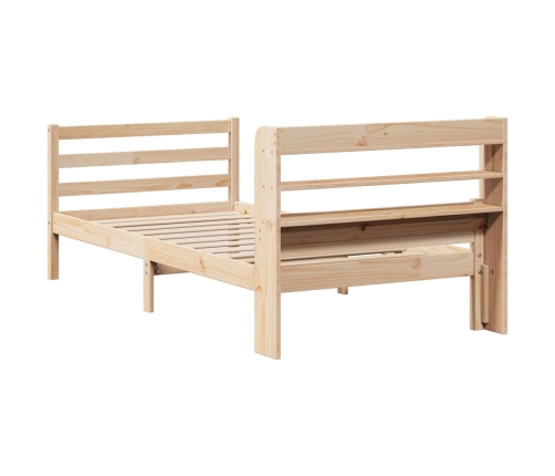 Estructura de cama con cabecero madera maciza pino 75x190 cm