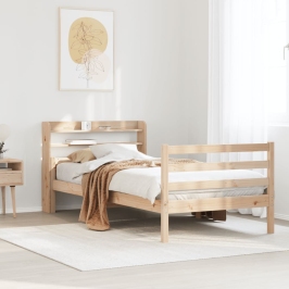 Estructura de cama con cabecero madera maciza pino 75x190 cm