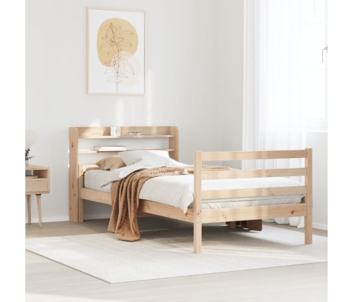 Estructura de cama con cabecero madera maciza pino 75x190 cm