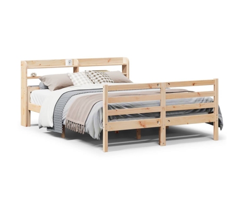 Estructura de cama con cabecero madera maciza pino 120x190 cm