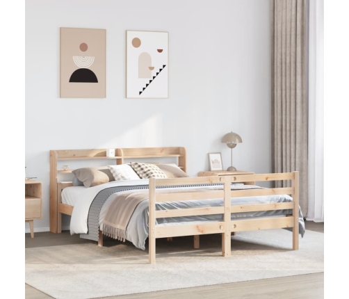 Estructura de cama con cabecero madera maciza pino 120x190 cm