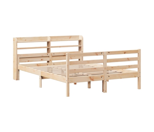 Estructura de cama con cabecero madera maciza pino 135x190 cm