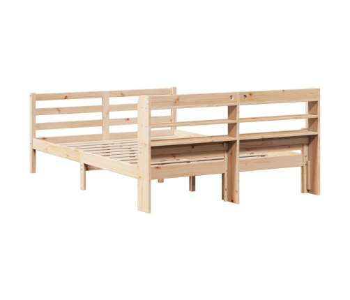 Estructura de cama con cabecero madera maciza pino 135x190 cm