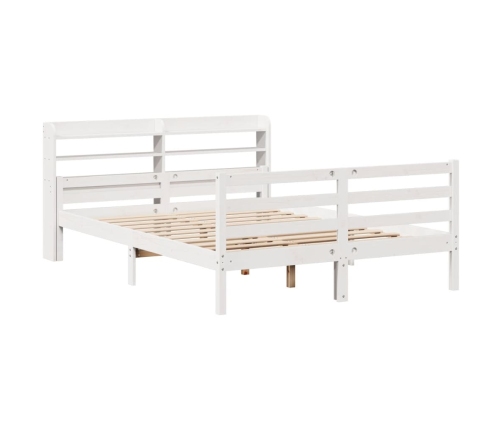 Estructura de cama con cabecero madera pino blanco 135x190 cm