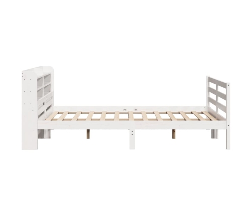 Estructura de cama con cabecero madera pino blanco 135x190 cm