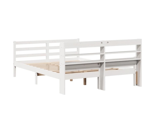 Estructura de cama con cabecero madera pino blanco 135x190 cm