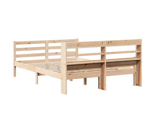 Estructura de cama con cabecero madera maciza pino 140x190 cm