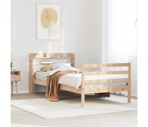 Estructura de cama con cabecero madera maciza pino 100x200 cm