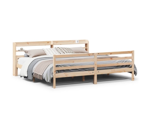 Estructura de cama con cabecero madera maciza de pino 200x200cm