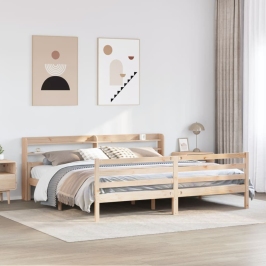 Estructura de cama con cabecero madera maciza de pino 200x200cm