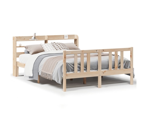 Estructura de cama con cabecero madera maciza pino 140x190 cm