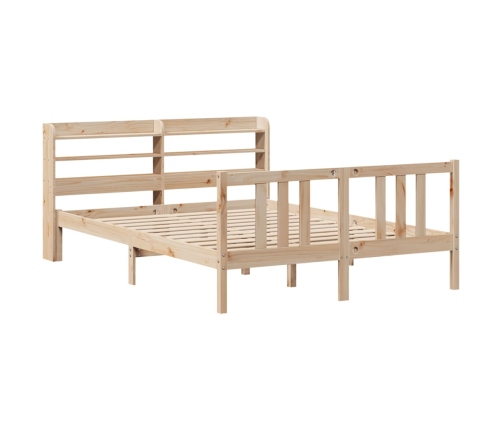 Estructura de cama con cabecero madera maciza pino 140x190 cm