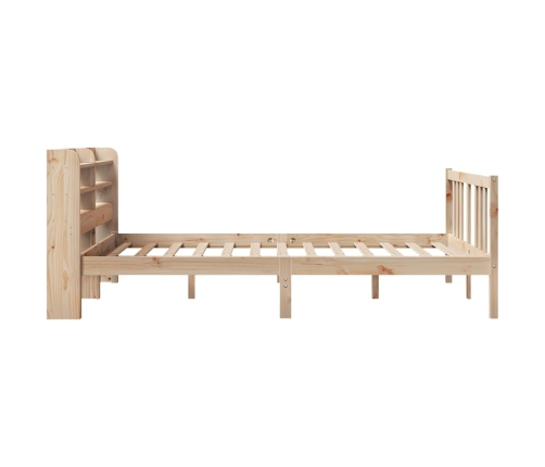 Estructura de cama con cabecero madera maciza pino 140x190 cm