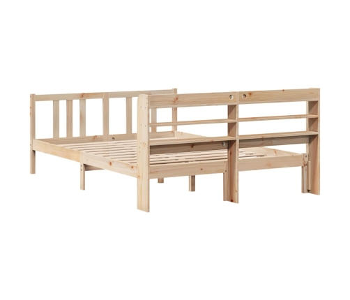 Estructura de cama con cabecero madera maciza pino 140x190 cm