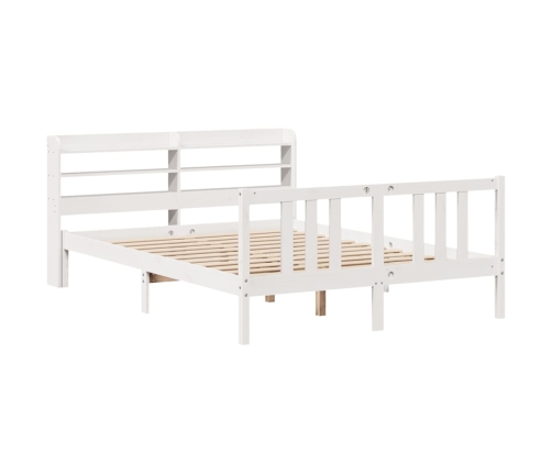 Estructura de cama con cabecero madera de pino blanco 150x200cm