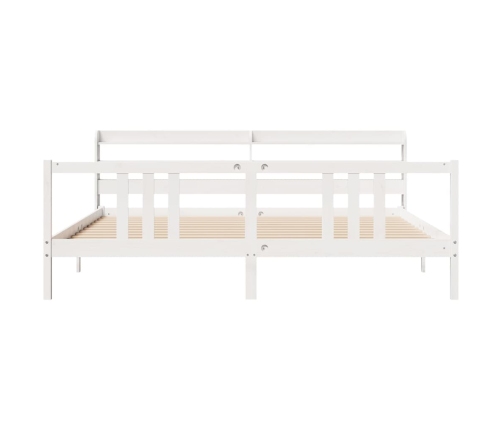 Estructura de cama con cabecero sin colchón blanco 200x200 cm