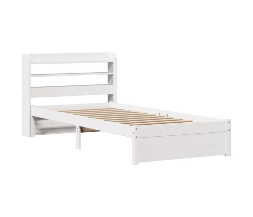 Estructura de cama con cabecero madera pino blanco 75x190 cm