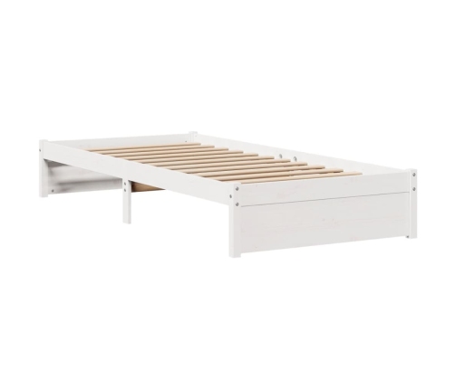 Estructura de cama con cabecero madera pino blanco 75x190 cm