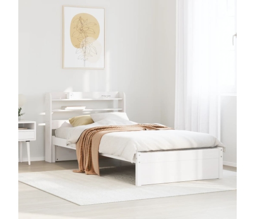 Estructura de cama con cabecero madera pino blanco 75x190 cm