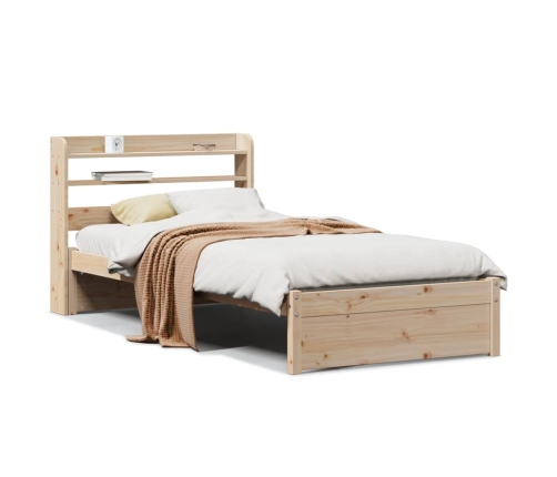 Estructura de cama con cabecero madera maciza pino 90x190 cm