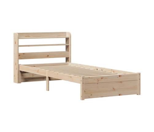 Estructura de cama con cabecero madera maciza pino 90x190 cm